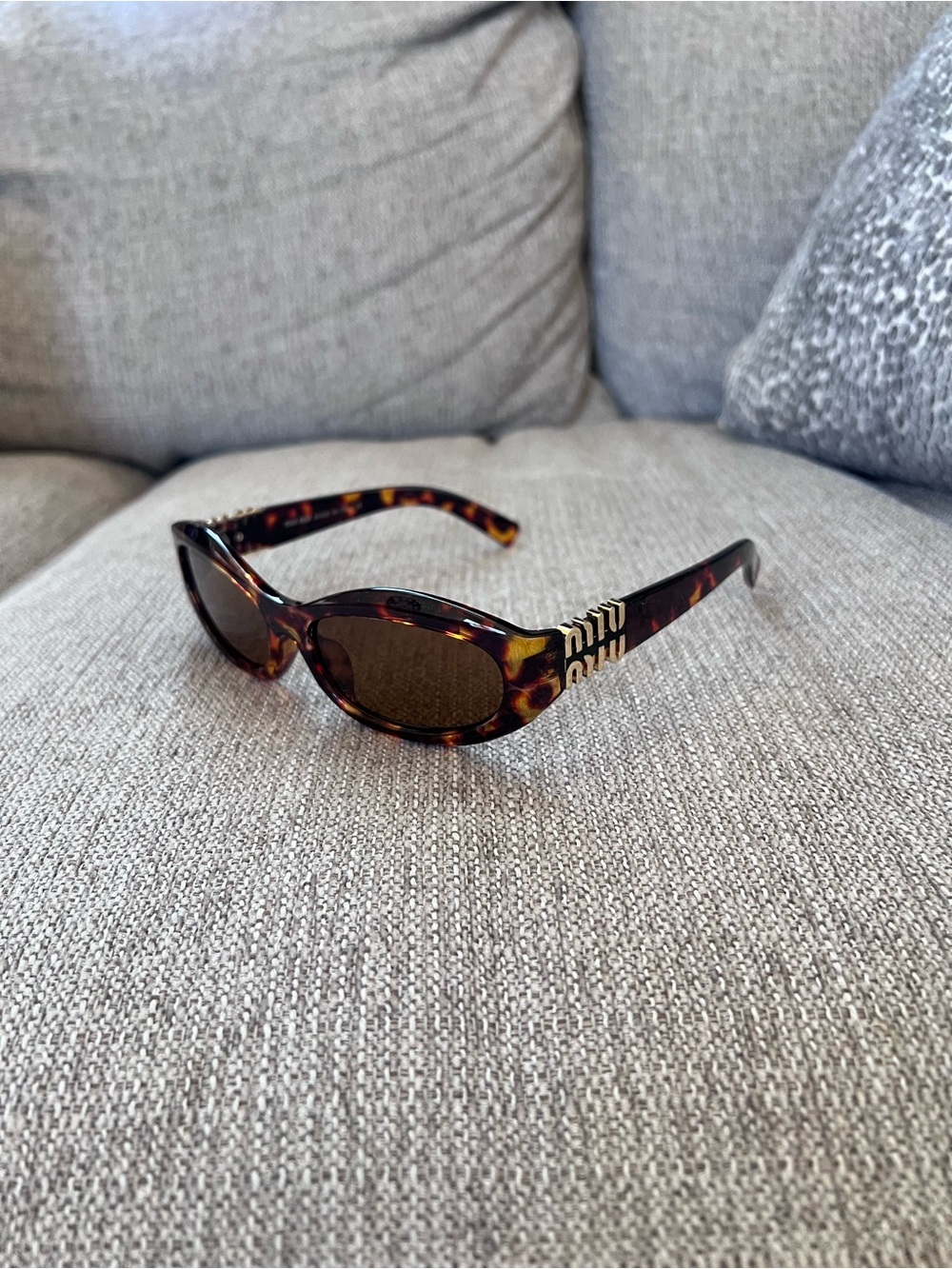 Miu Miu Tortoiseshell Oval Havana Brown Sunglasses - Brown Lenses - Picture 2 of 8